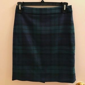 J. Crew Forest Green & Navy Pencil Skirt